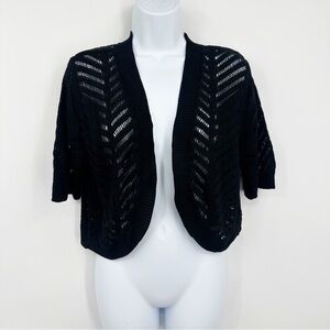 Cato Vintage Y2K Cropped Black Sweater Cardigan Size XL Whimsical Goth Fairy